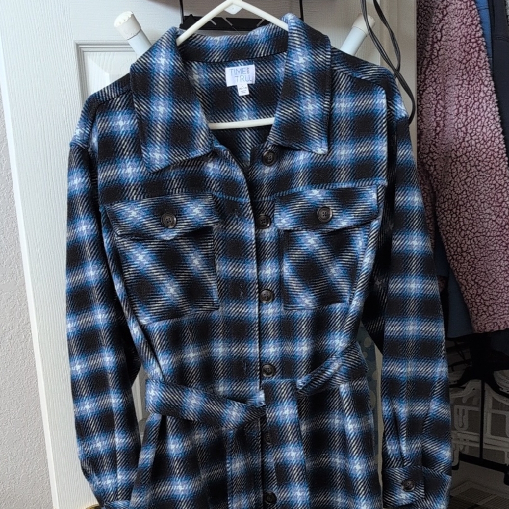 Time and Tru Blue and Black Utility Jacket